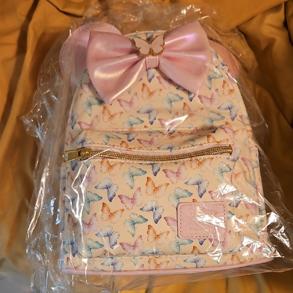 Butterfly Print Backpack with Pink Bow Minnie Mouse Bag.